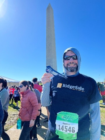 Steve DiGioia and mascot Stumpy Cherry Blossom Run